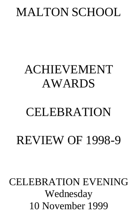 Malton School Achievement Awards, 1999.
